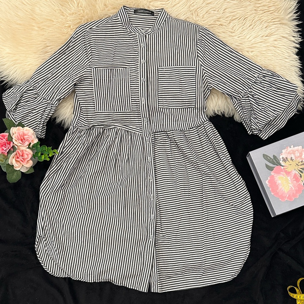 Gabby Isabella Black and White Striped Dress